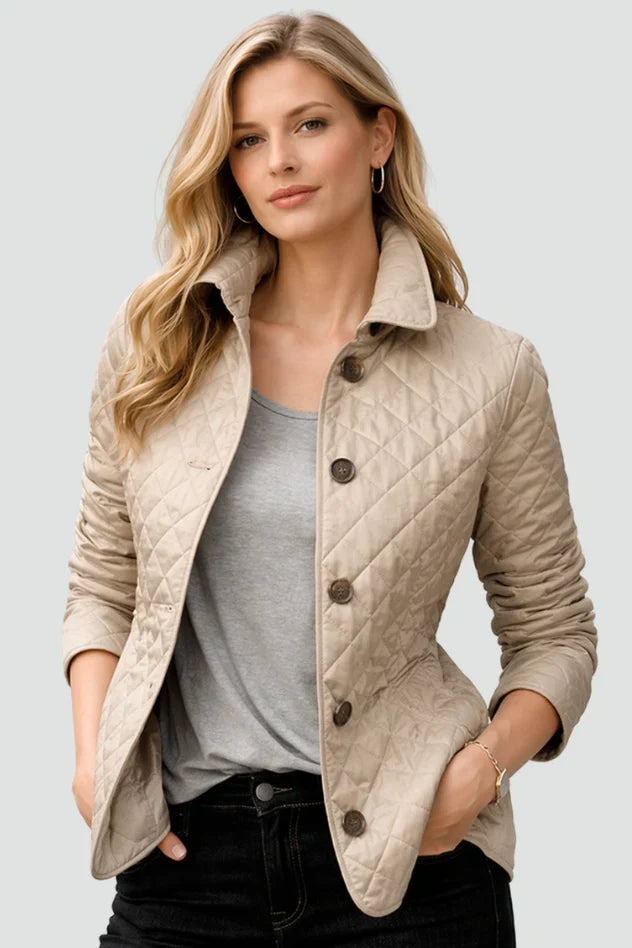 Puffer Jacket Women Diamond Quilted | Button Front Belted Waist – Brown#colour_brown